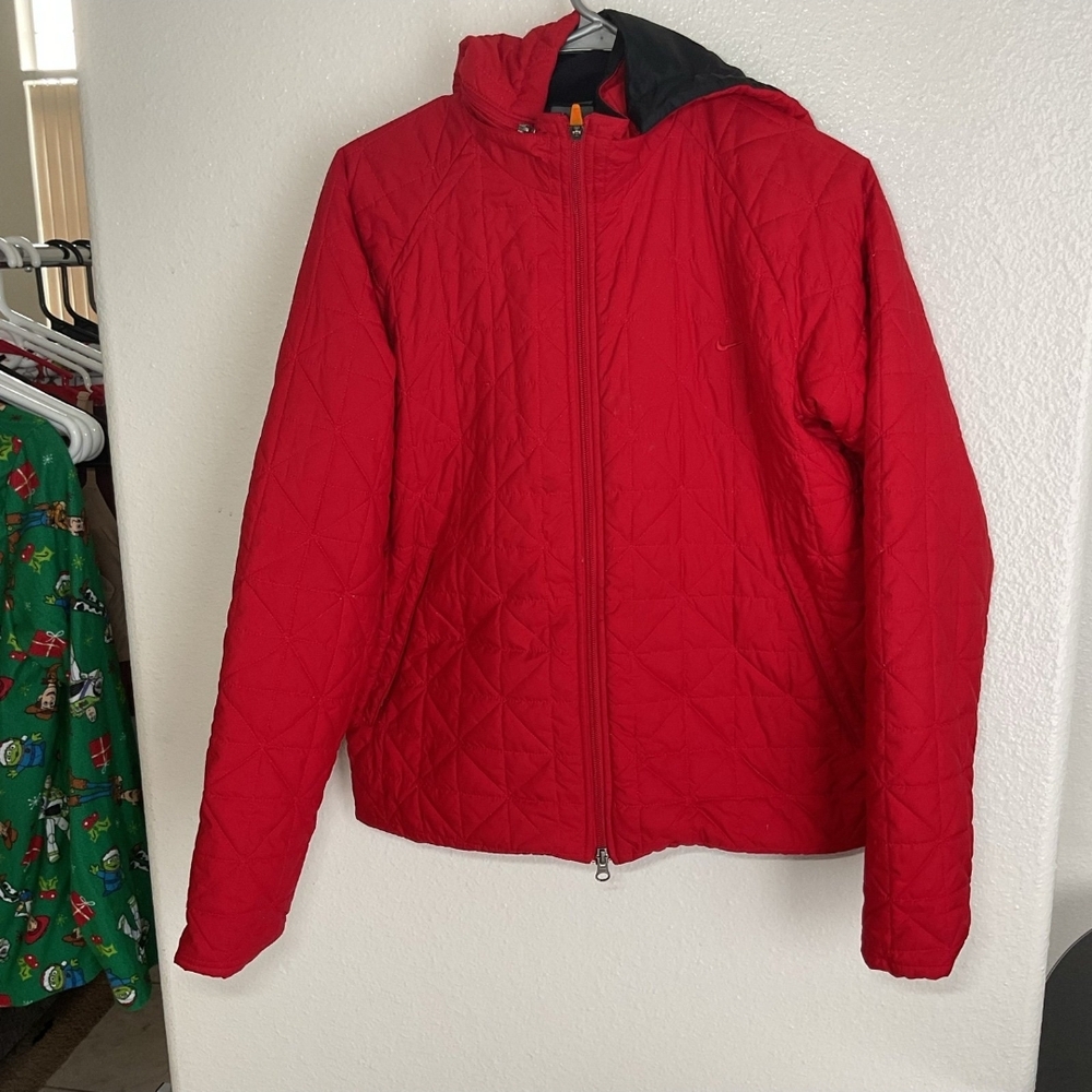 Vintage Niks Womens Red Quilted Jacket Medium